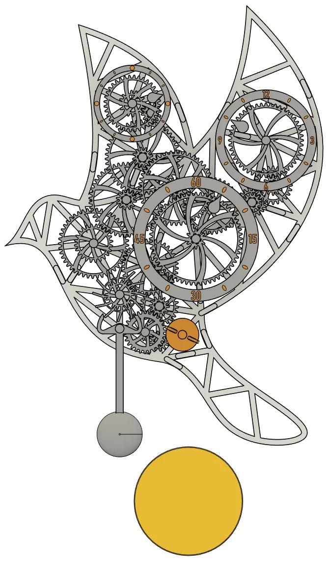 机械重力钟摆3D打印模型