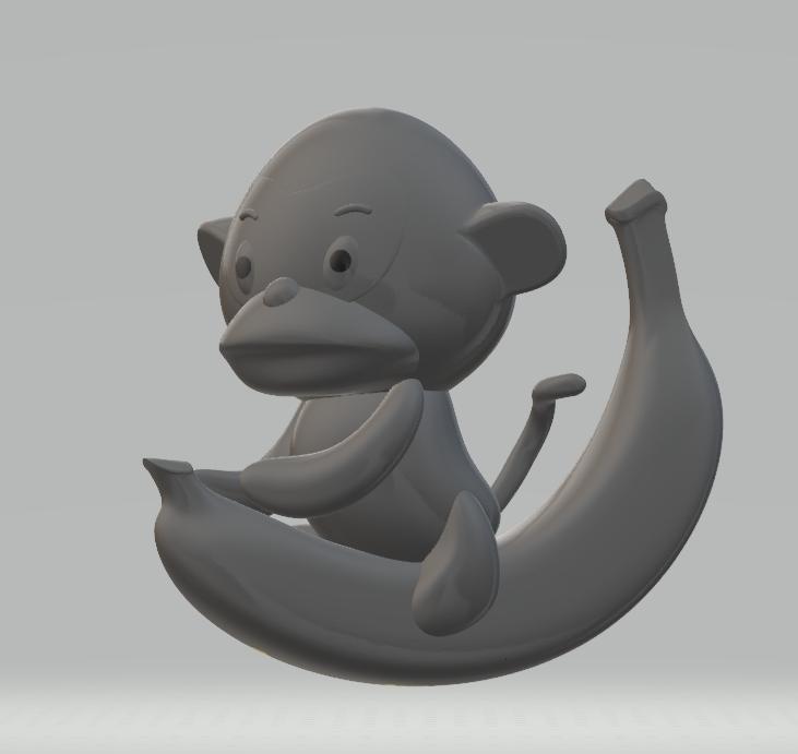 香蕉和猴子3D打印模型