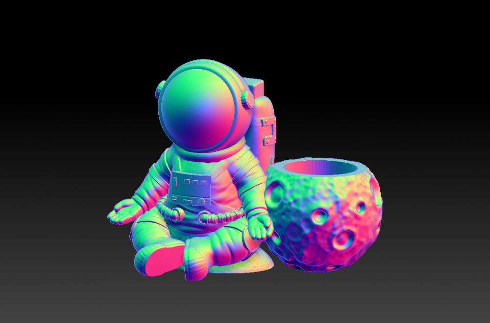 太空人宇航员笔筒 1-23D打印模型