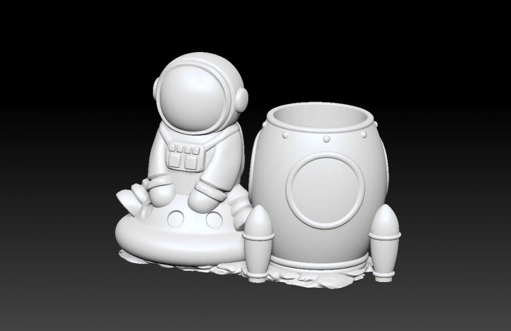 太空人宇航员笔筒 3-13D打印模型
