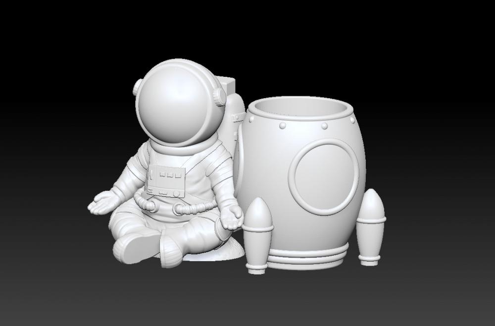 太空人宇航员笔筒 2-23D打印模型
