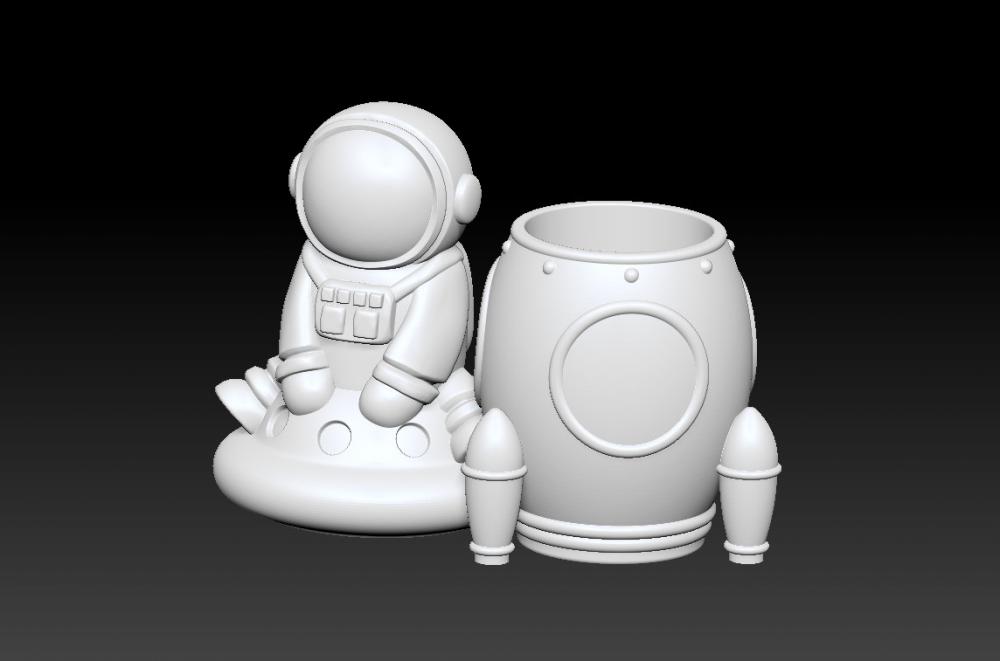 太空人宇航员笔筒 3-23D打印模型