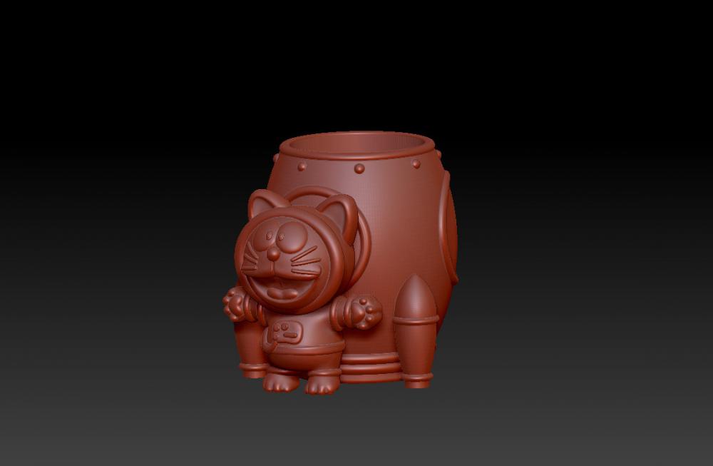 哆啦A梦太空人宇航员笔筒3D打印模型