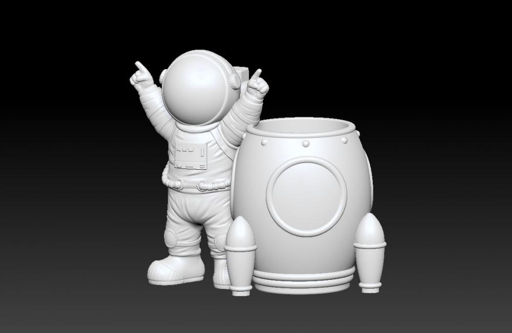 太空人宇航员笔筒 93D打印模型