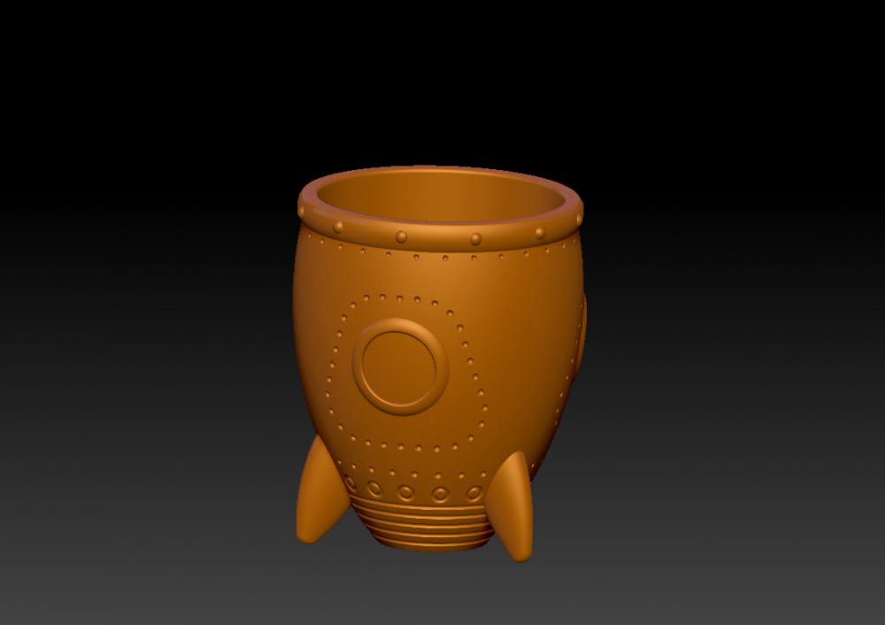 太空船笔筒 33D打印模型