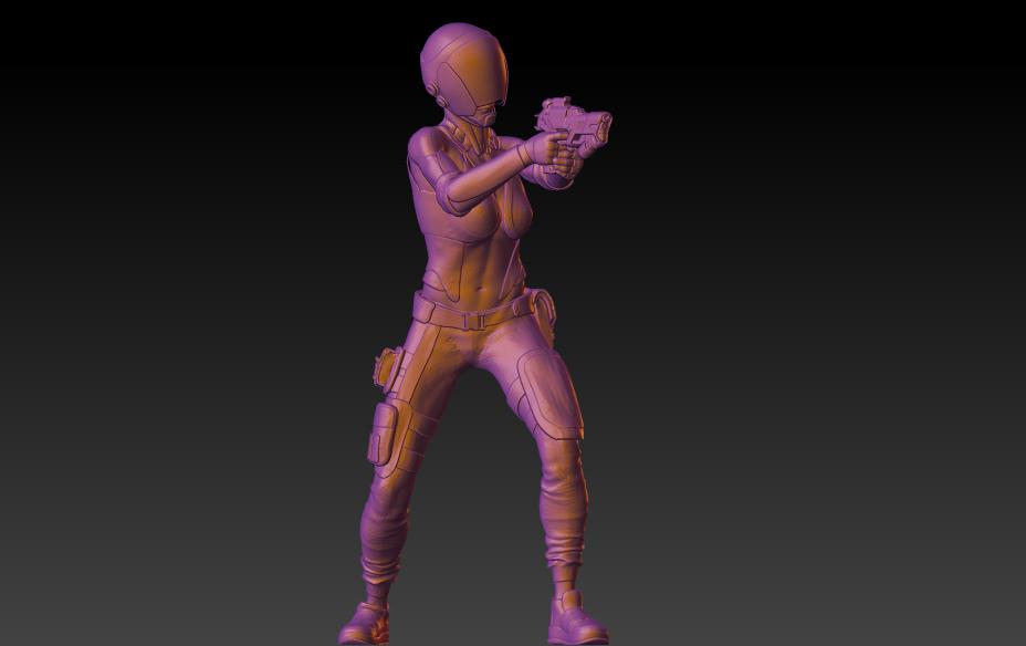 微缩模型 赛博朋克 女战士3D打印模型
