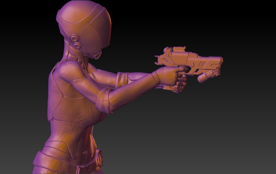 微缩模型 赛博朋克 女战士3D打印模型