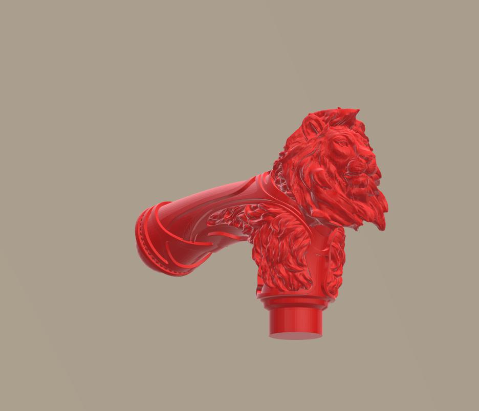 狮子头拐杖3D打印模型