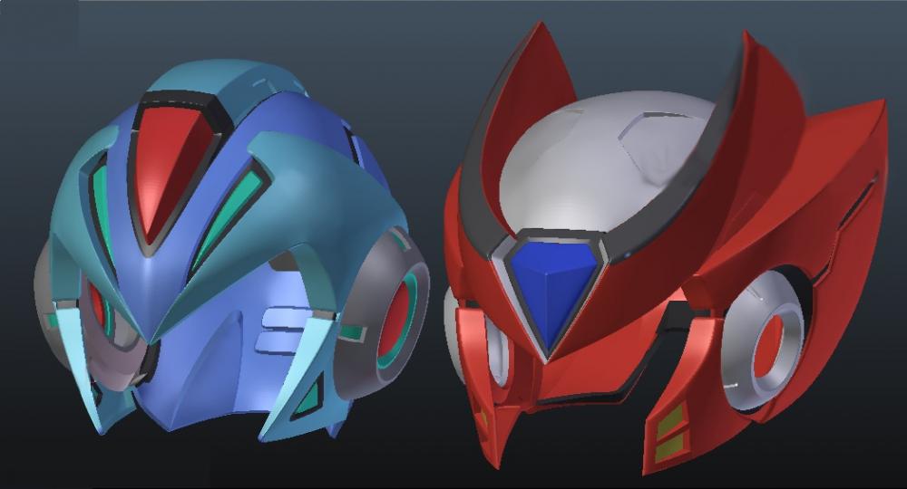 洛克人 Zero 和 洛克人 X 头盔3D打印模型