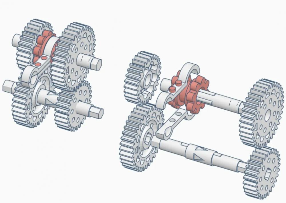两速变速箱3D打印模型