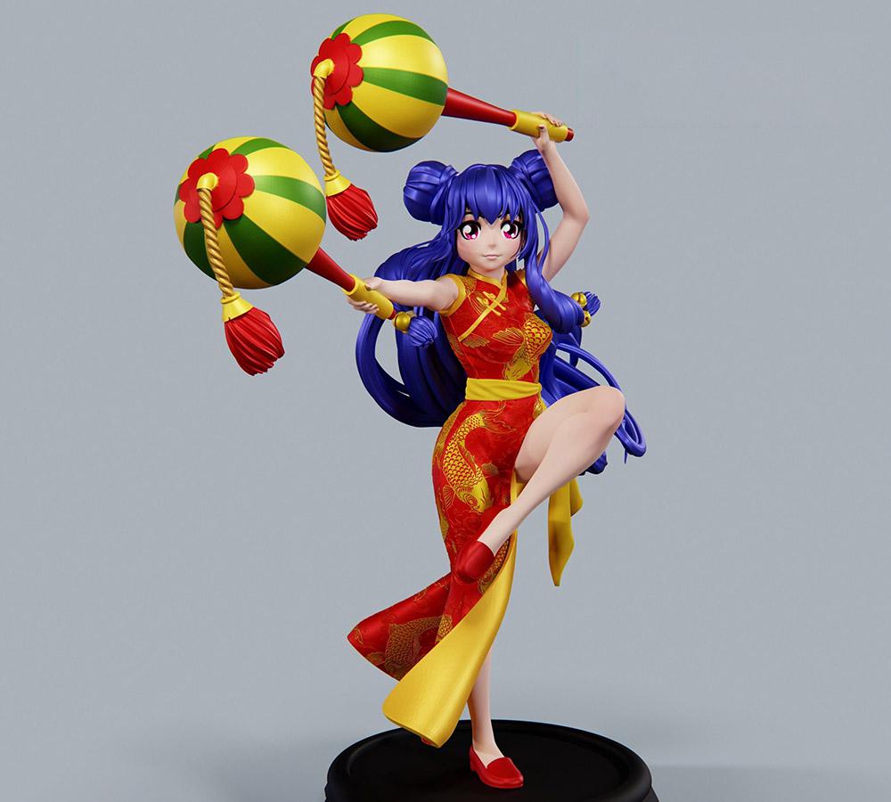 乱马 旗袍中国风3D打印模型