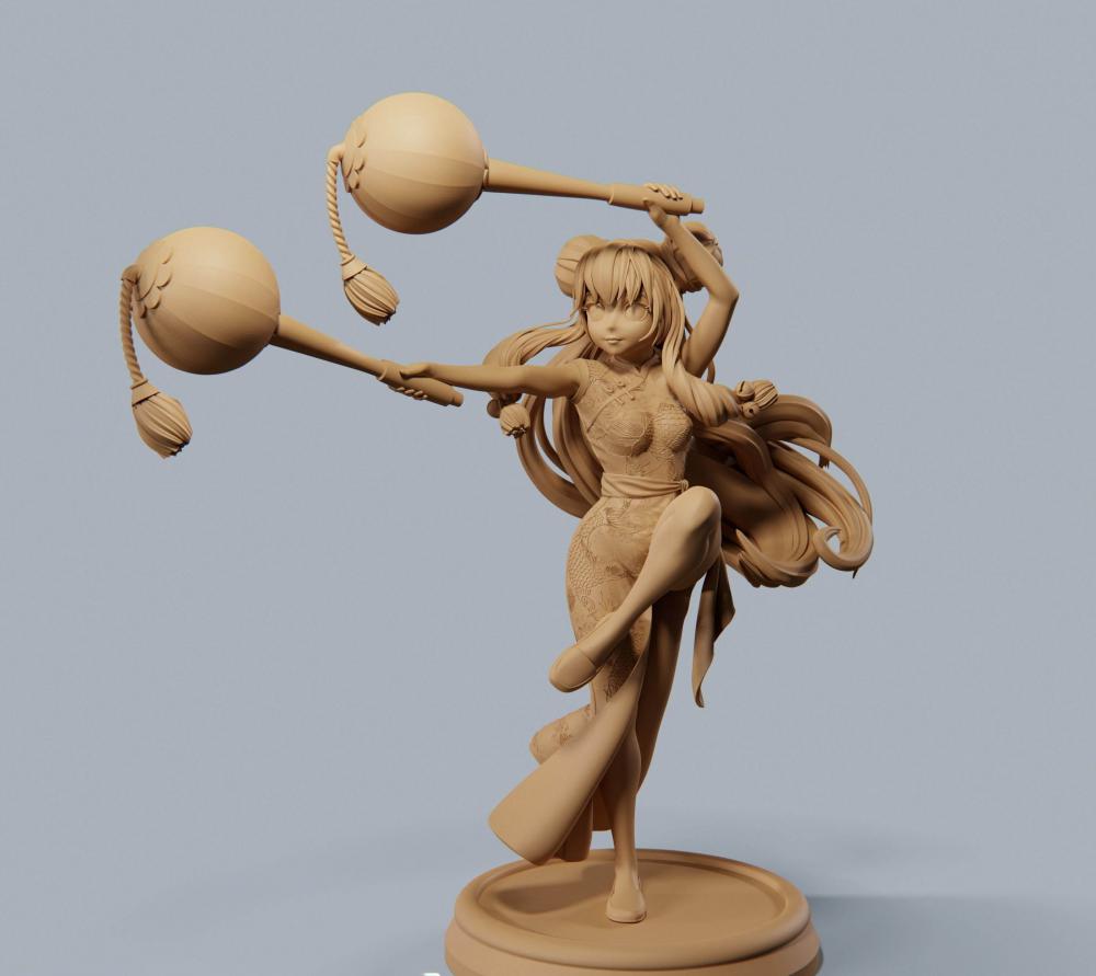乱马 旗袍中国风3D打印模型