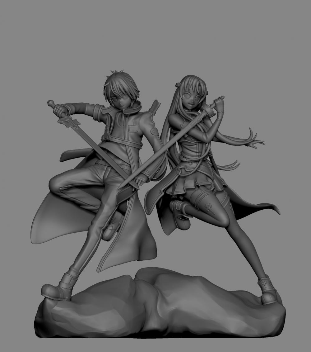 刀剑神域 桐人和亚斯娜3D打印模型