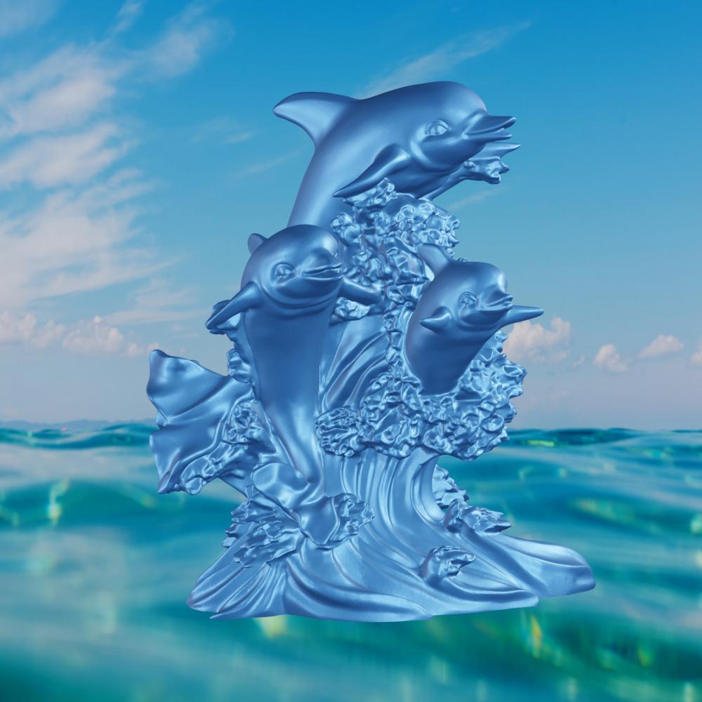 三只海豚3D打印模型