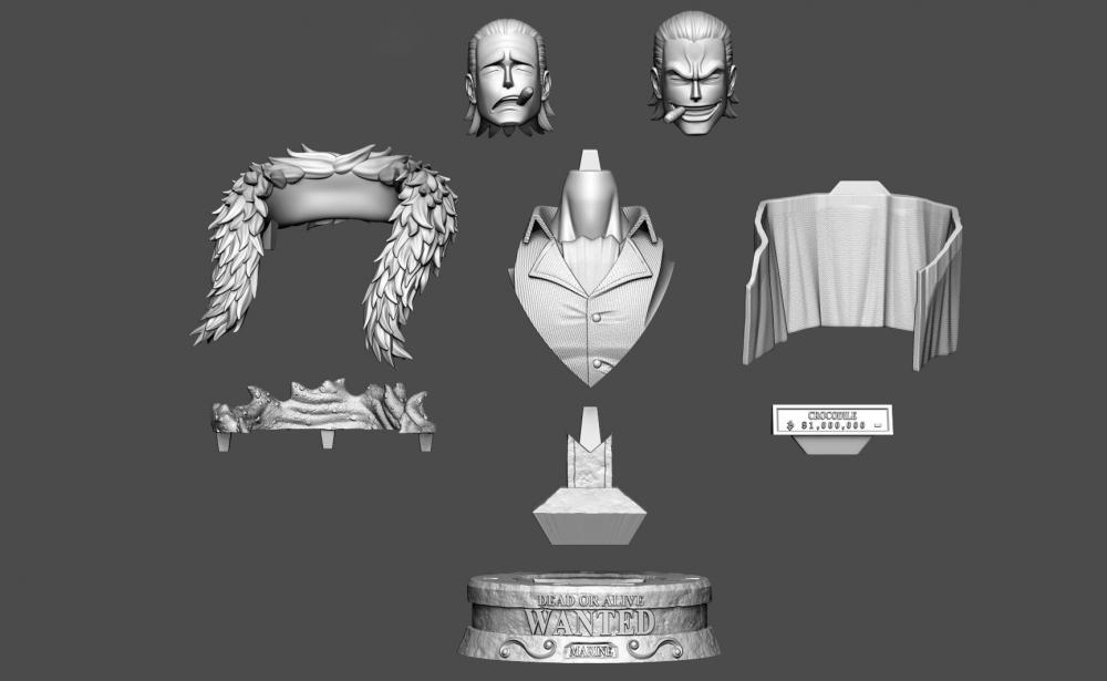 克洛克达尔 胸雕3D打印模型