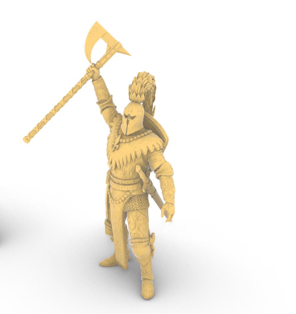 中世纪斧战士 举斧3D打印模型