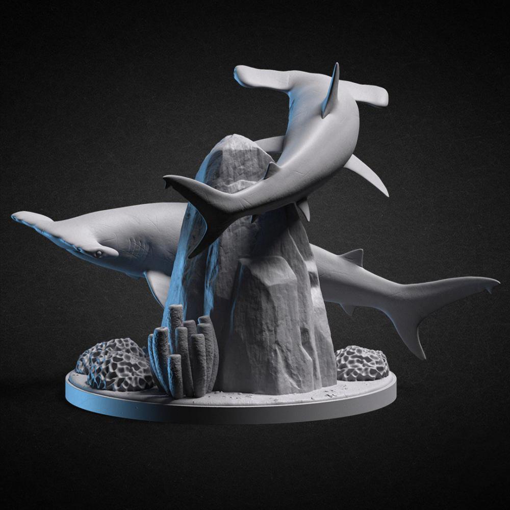 一对鲨鱼3D打印模型