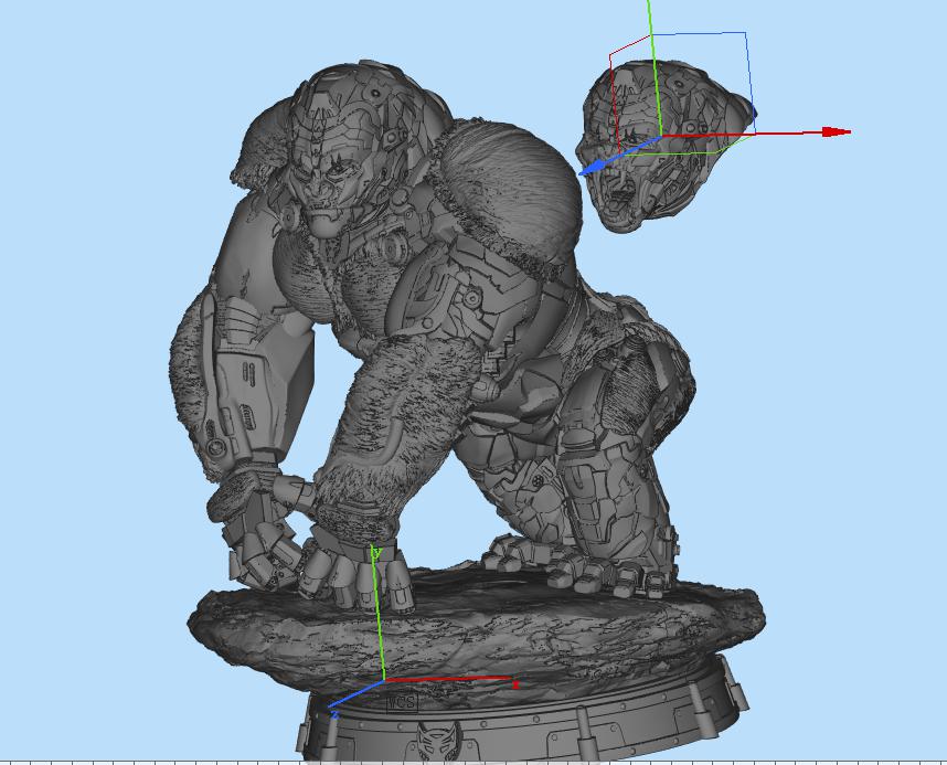 变形金刚7 猩猩队长猩猩状态雕像 已分件3D打印模型