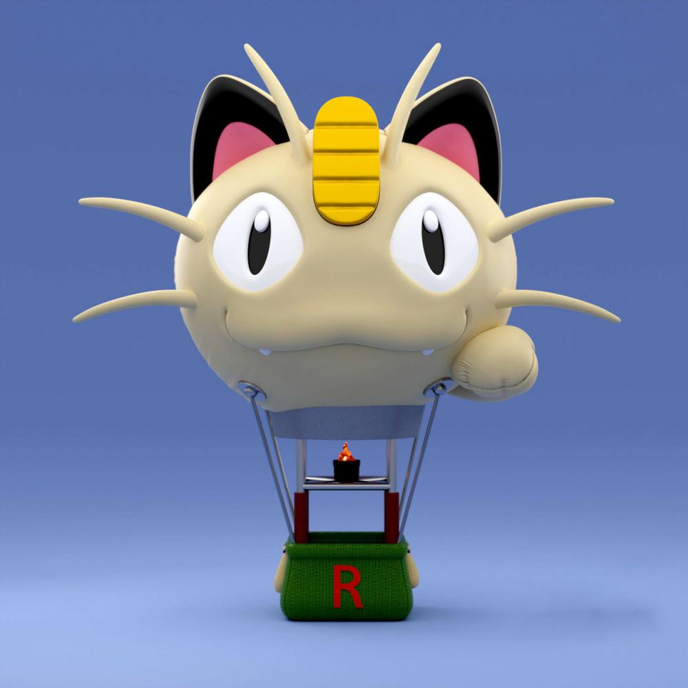 喵喵热气球 3D打印模型