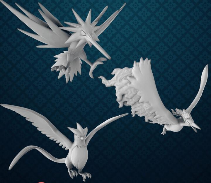 宝可梦 闪电鸟火焰鸟急冻鸟3D打印模型