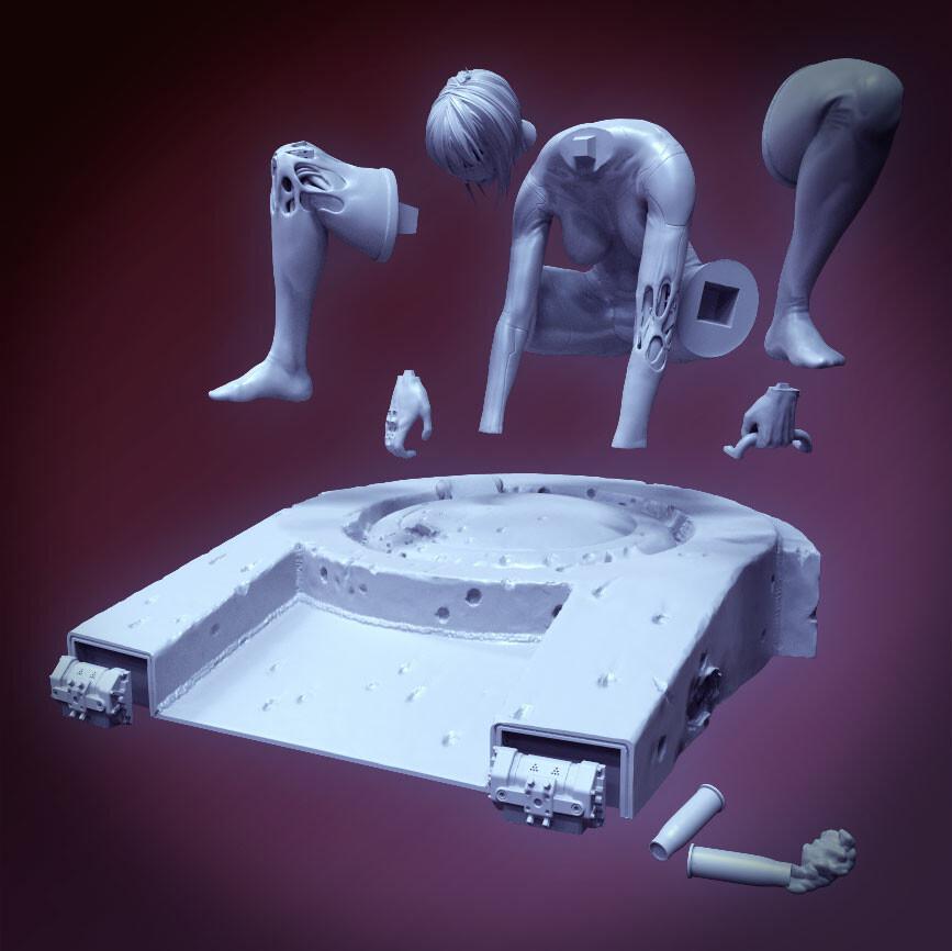 攻壳机动队 草薙素子 拉开战车版3D打印模型