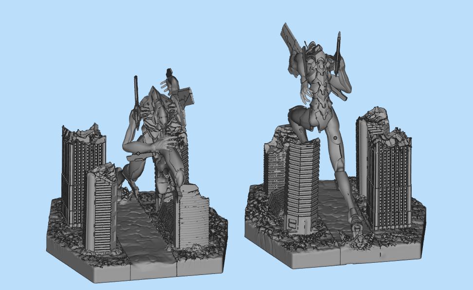 EVA 初号机 城市战斗 3D打印模型