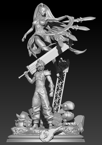 最终幻想 扎克斯和湿婆神3D打印模型