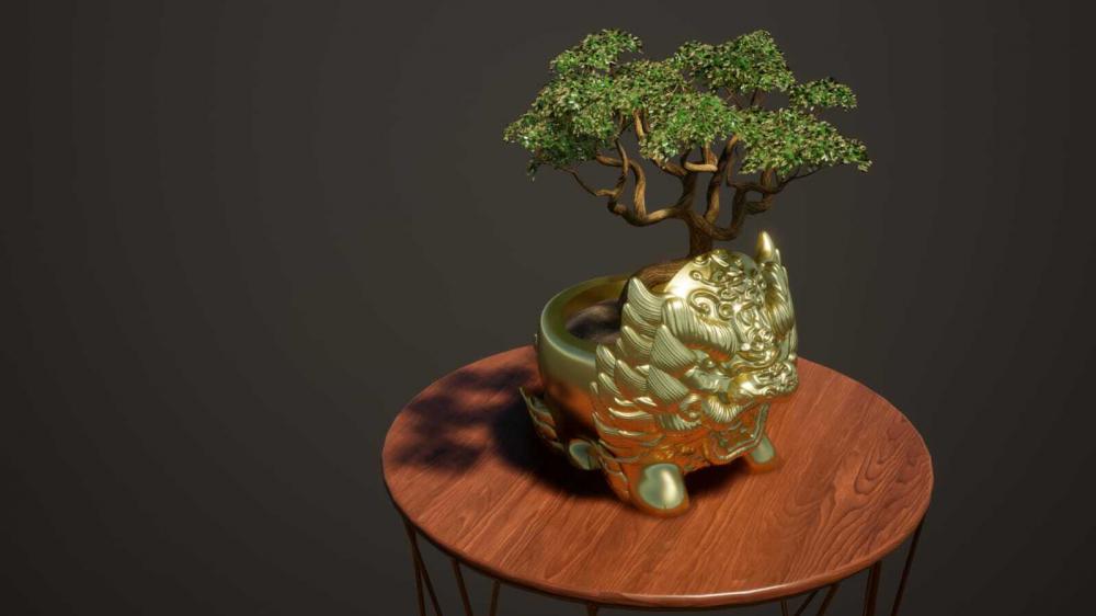 小狮子 花盆3D打印模型