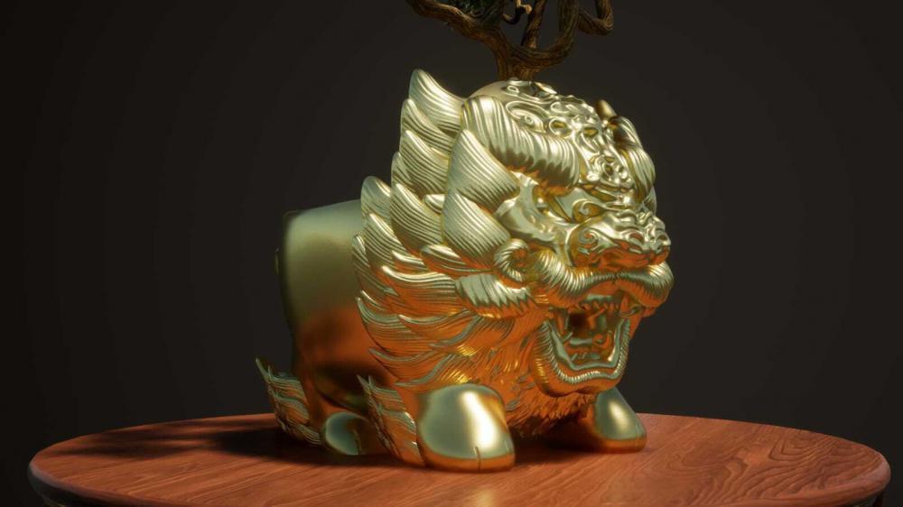小狮子 花盆3D打印模型