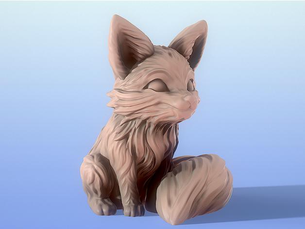 可爱的小狐狸3D打印模型
