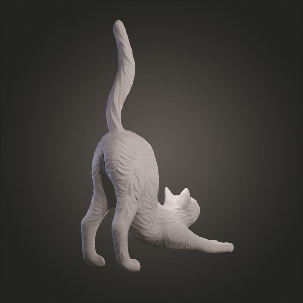 伸懒腰的猫 3D打印模型
