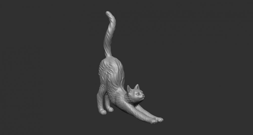 伸懒腰的猫 3D打印模型