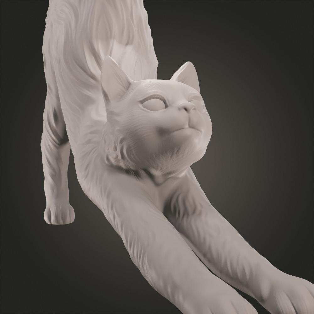 伸懒腰的猫 3D打印模型