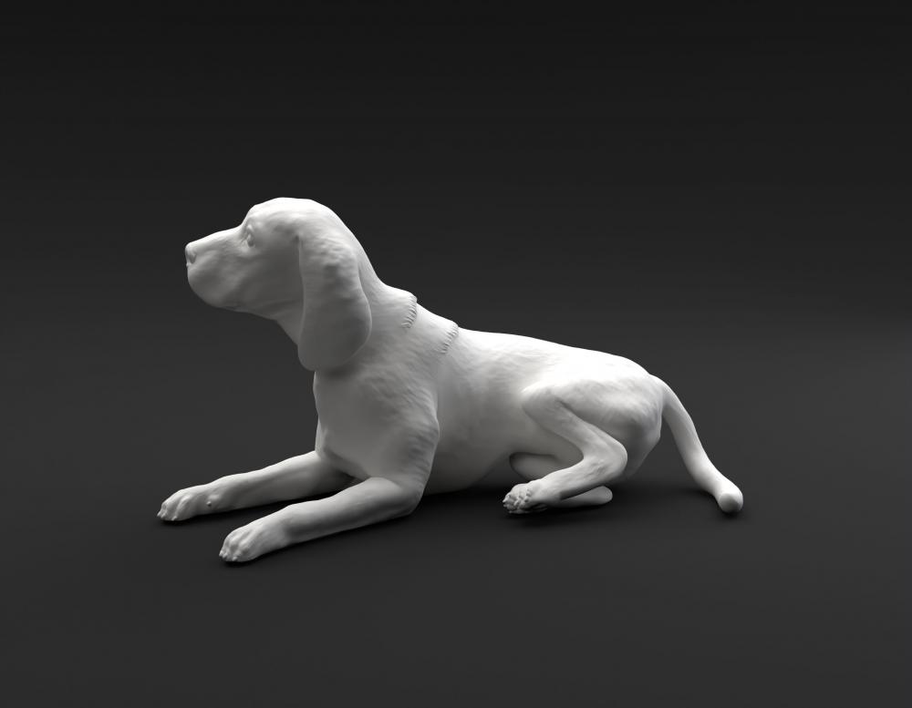 躺着的比格犬3D打印模型