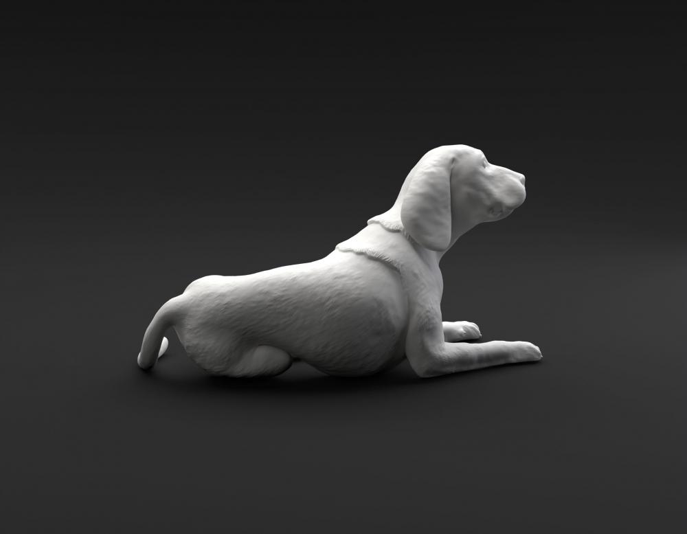 躺着的比格犬3D打印模型