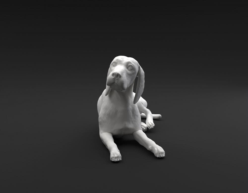 躺着的比格犬3D打印模型