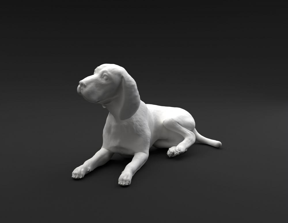 躺着的比格犬3D打印模型