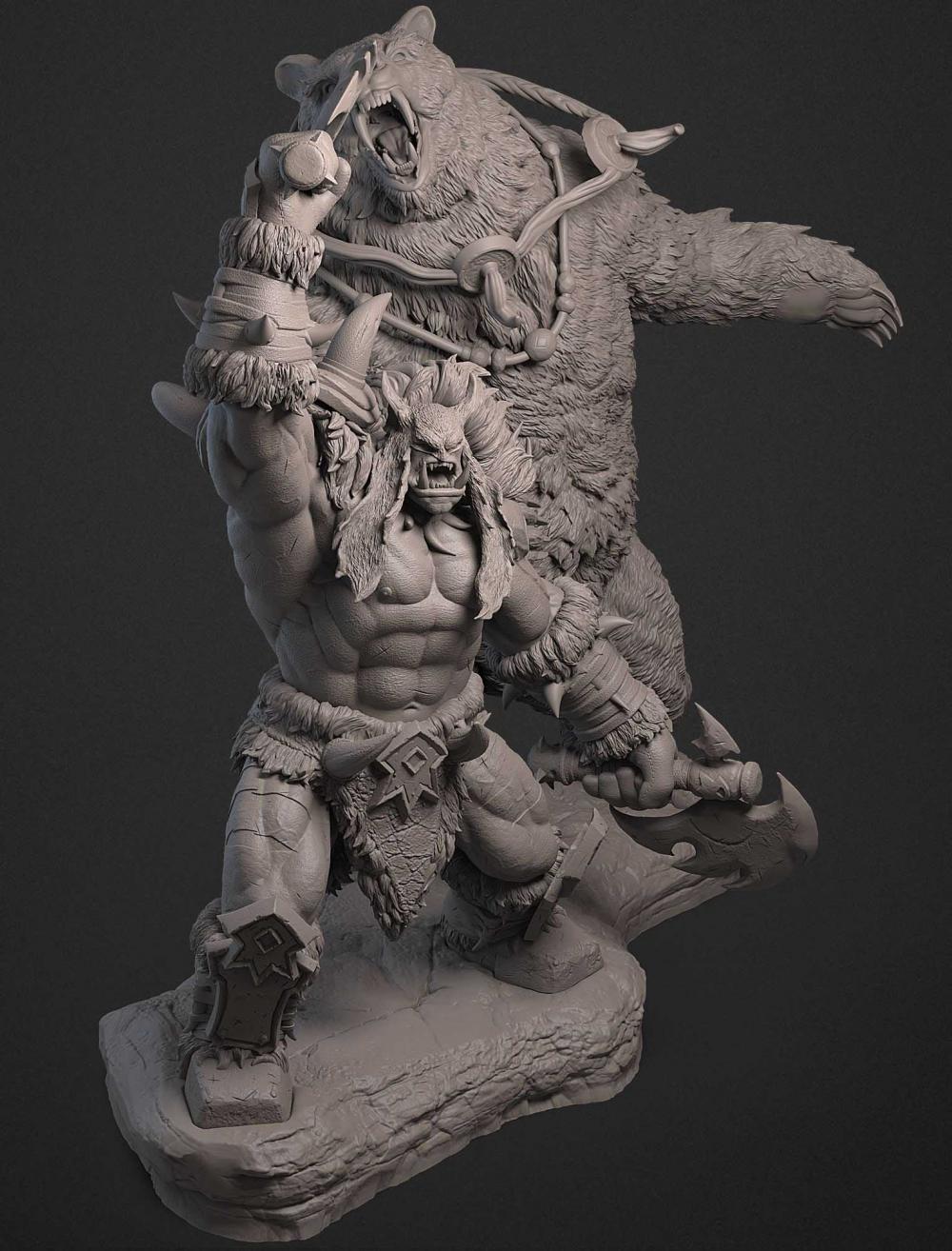 魔兽世界 雷克萨和他的熊伙伴3D打印模型