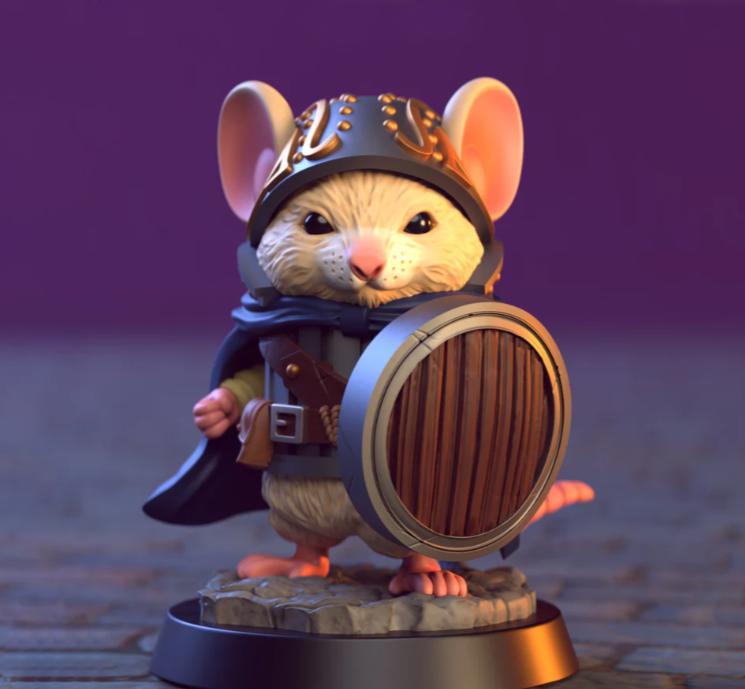 迷你老鼠-老鼠士兵-盾兵3D打印模型