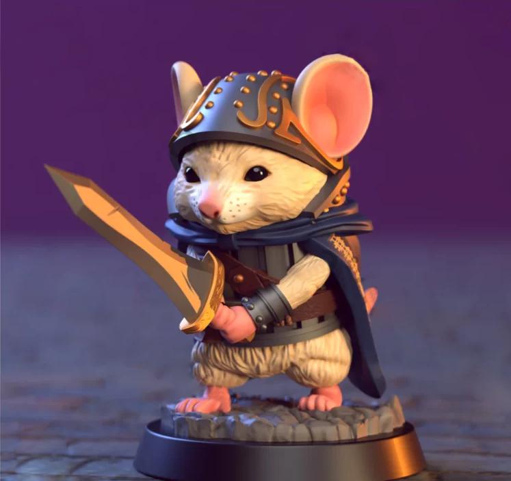 迷你老鼠-老鼠士兵-双手剑士兵3D打印模型