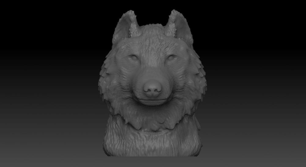 狼 头雕 头像3D打印模型