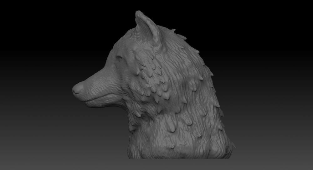 狼 头雕 头像3D打印模型