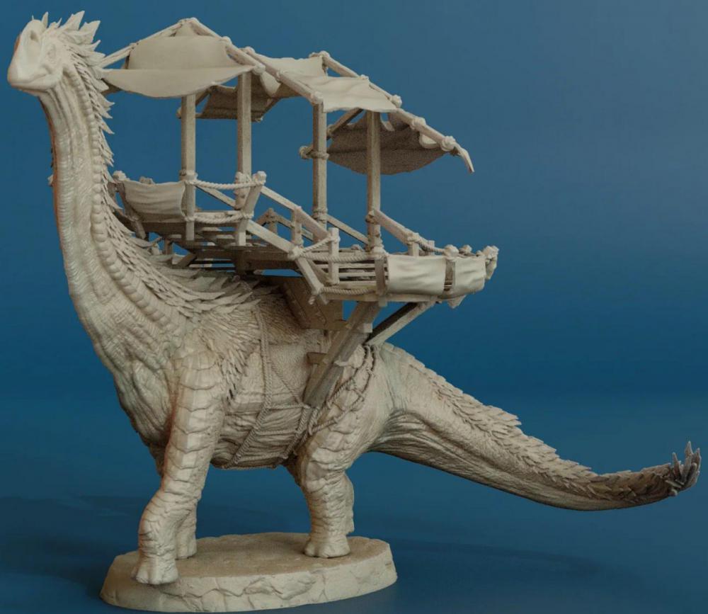 行走的长颈恐龙3D打印模型
