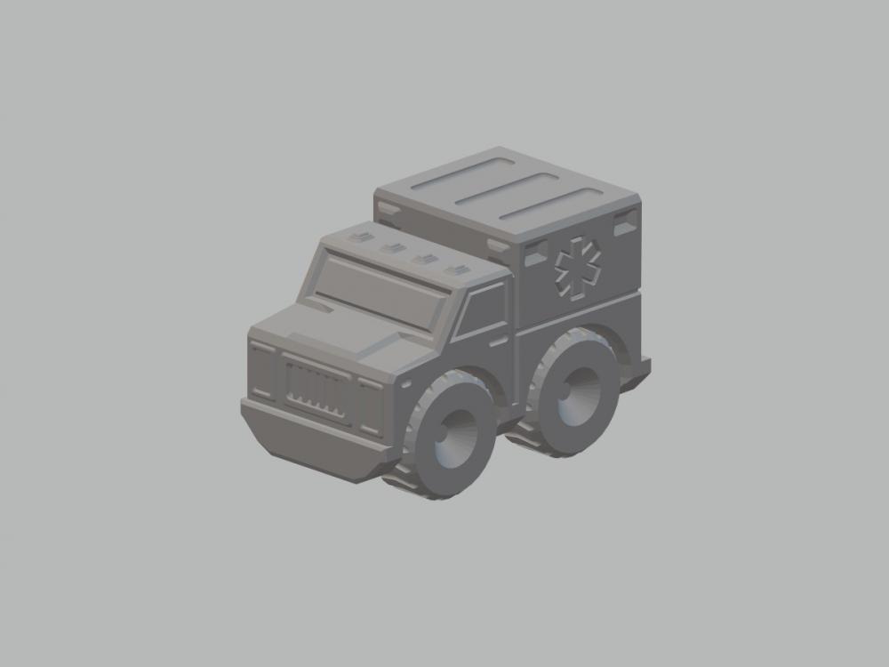 小型救护车3D打印模型