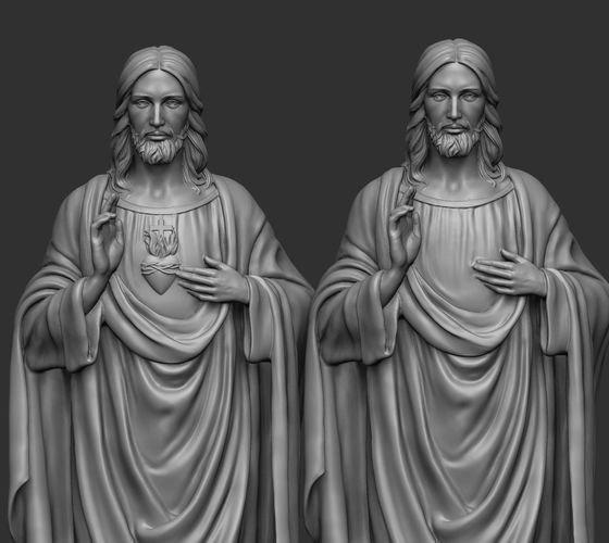 拿着圣心的耶稣3D打印模型