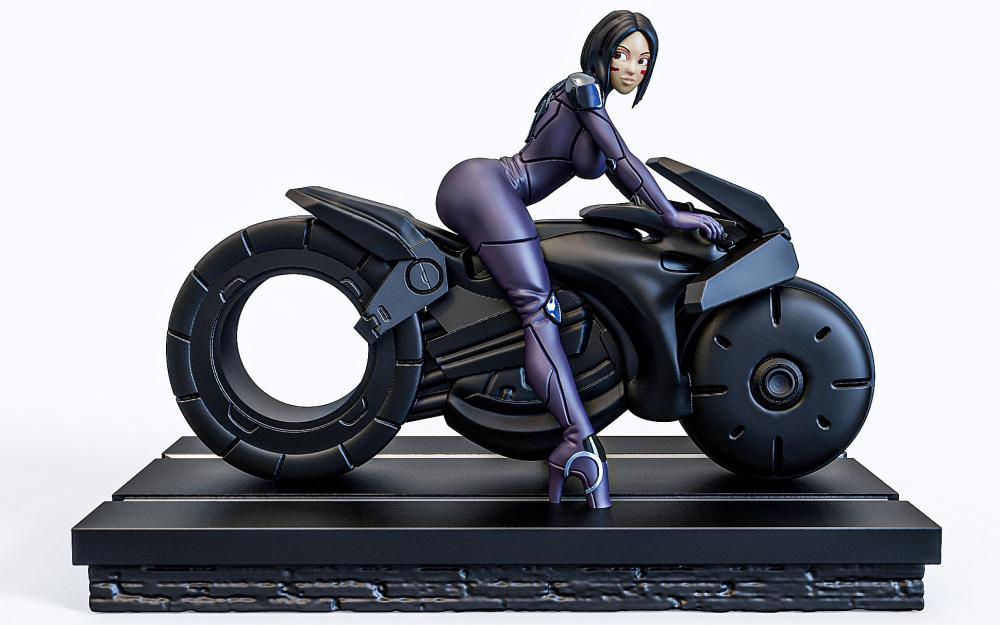 阿丽塔 骑摩托车3D打印模型