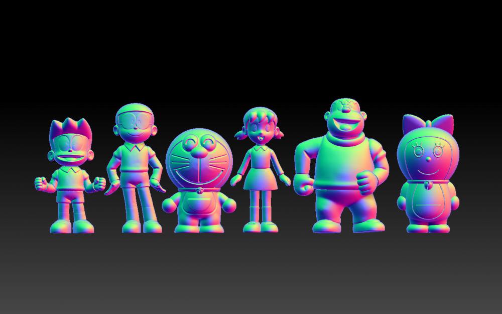 哆啦A夢家族 (哆啦A夢 大雄 胖虎 小夫 静香 多啦美)3D打印模型