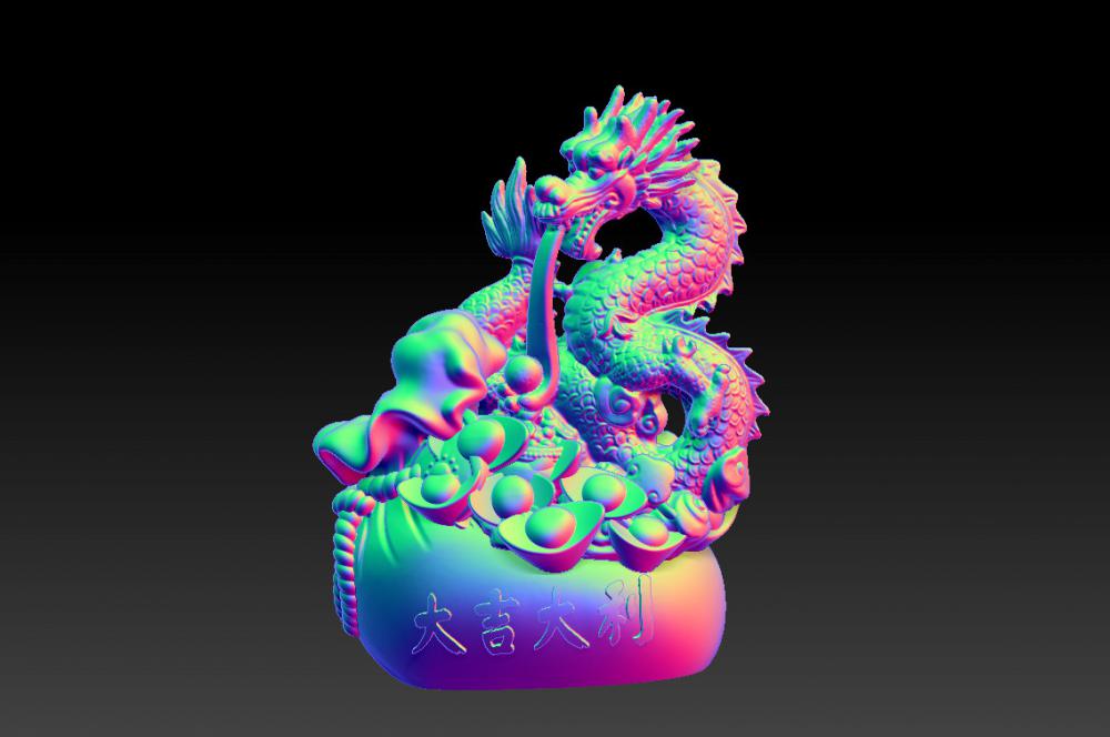 龙年大吉大利-摆件 13D打印模型