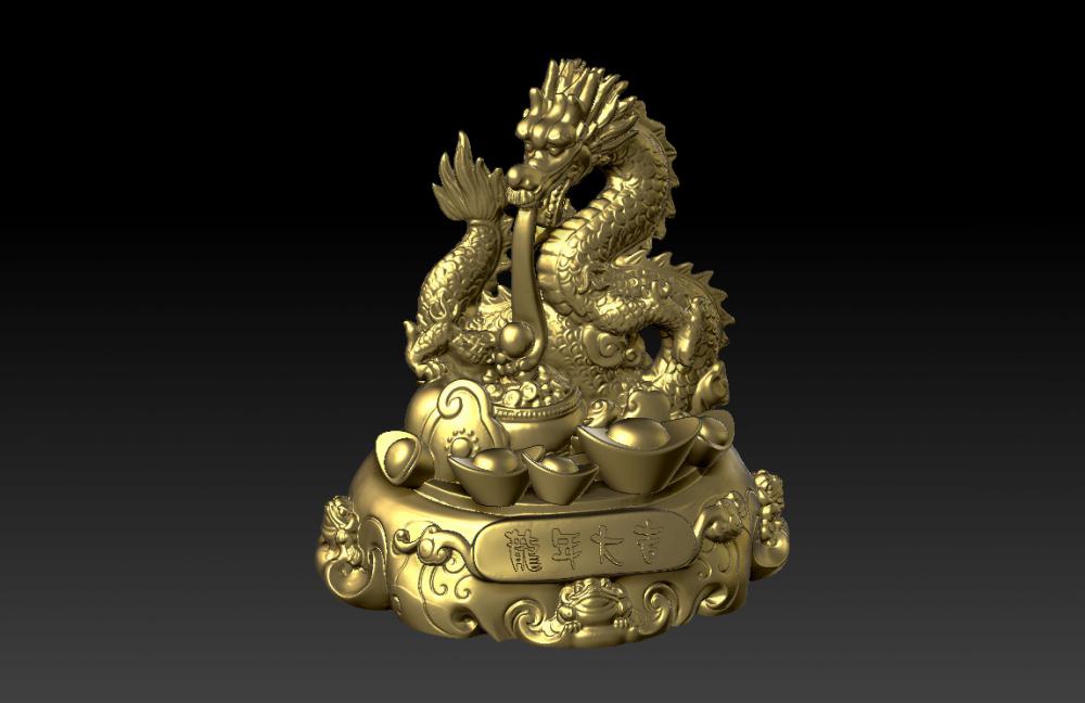 龙年大吉-聚財摆件 23D打印模型