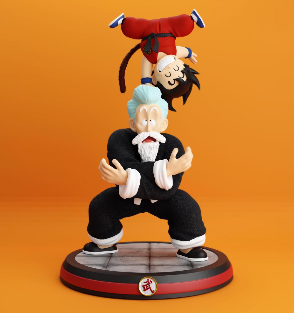 少年悟空和龟仙人3D打印模型